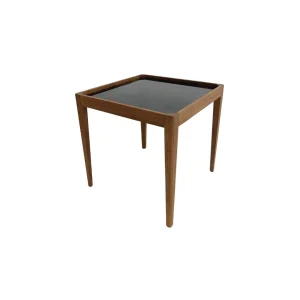 Haslev Facet Sidebord 40x40, Røget eg / Mørkt glas