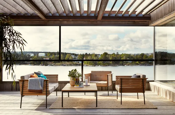 Skargaarden Häringe Teak Loungestol, Steel / Grey Chiné - Billede 3